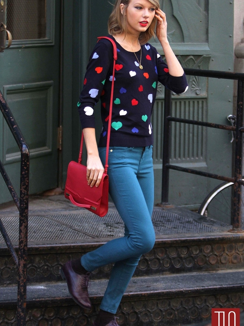 Talbots Intarsia Heart Sweater Size Large - As Seen Worn By Taylor Sweet